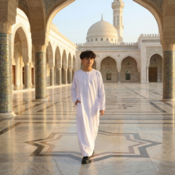 Alternative view of OE-300 - Boy's White Emirati Omani Thobe Gold Embroidery