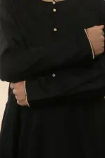 OE-300 - Boy's Black Emirati Omani Thobe Gold Embroidery - Image 8