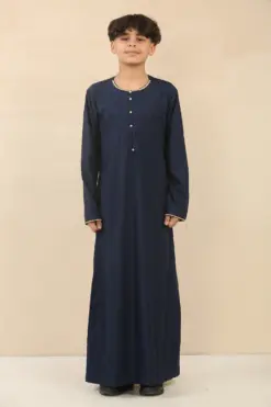 OE-300 - Boy's Navy Emirati Omani Thobe Gold Embroidery