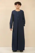 OE-300 - Boy's Navy Emirati Omani Thobe Gold Embroidery - Image 6