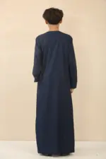 OE-300 - Boy's Navy Emirati Omani Thobe Gold Embroidery - Image 7