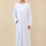OE-300 - Boy's White Emirati Omani Thobe Gold Embroidery
