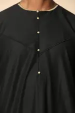 OE-300 - Men's Black Emirati Omani Thobe Gold Embroidery - Image 8
