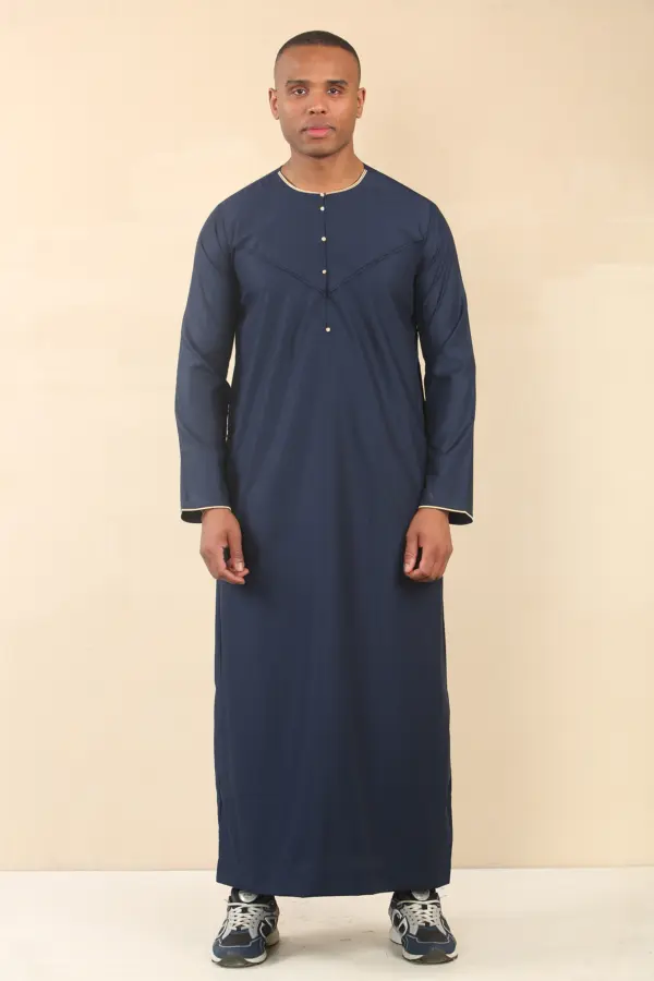 OE 300 Mens Navy Emirati Omani Thobe Gold Embroidery 2