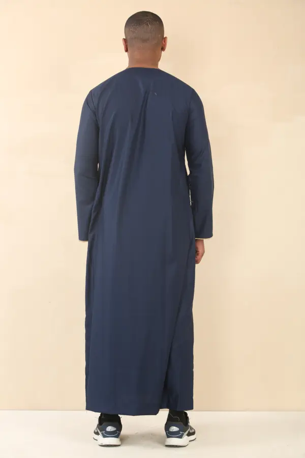 OE 300 Mens Navy Emirati Omani Thobe Gold Embroidery 5