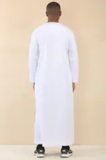 OE-300 - Men's White Emirati Omani Thobe Gold Embroidery - Image 6