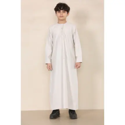 TT-001 Boy's Beige Thobe Emirati Islamic Clothing String Tassel