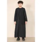 TT-001 Boy's Black Thobe Emirati Islamic Clothing String Tassel - Image 2