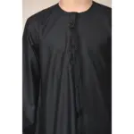 TT-001 Boy's Black Thobe Emirati Islamic Clothing String Tassel - Image 4