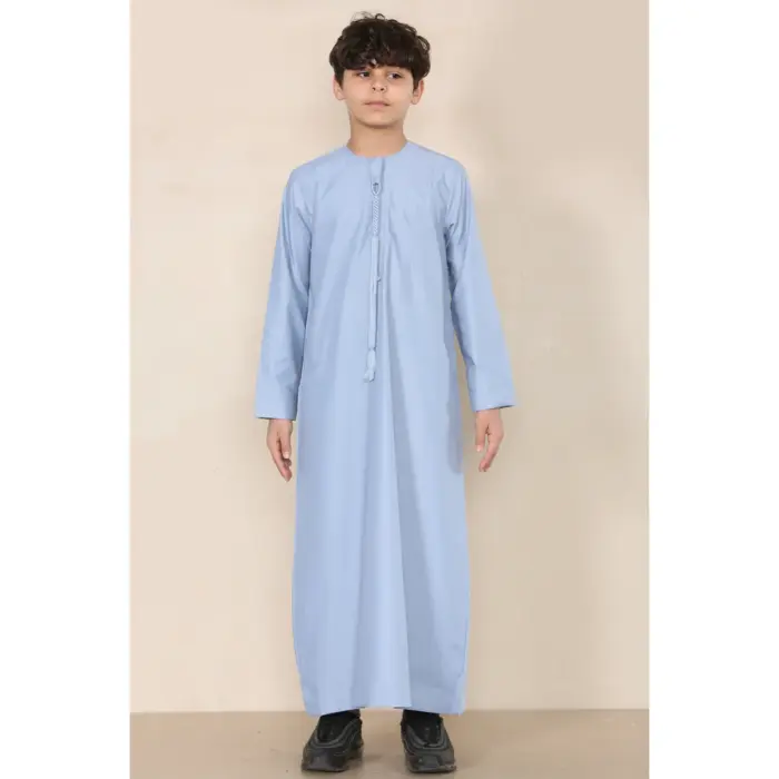 TT-001 Boy's Blue Thobe Emirati Islamic Clothing String Tassel - Image 1