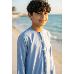 Alternative view of TT-001 Boy's Blue Thobe Emirati Islamic Clothing String Tassel