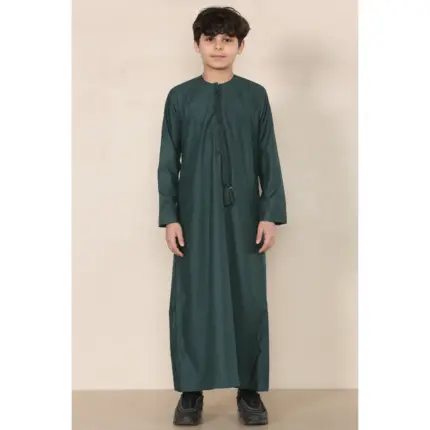 TT-001 Boy's Olive Thobe Emirati Islamic Clothing String Tassel