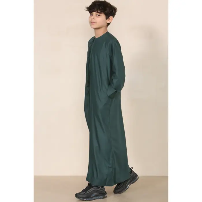 TT-001 Boy's Olive Thobe Emirati Islamic Clothing String Tassel - Image 3