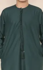 TT-001 Boy's Olive Thobe Emirati Islamic Clothing String Tassel - Image 5