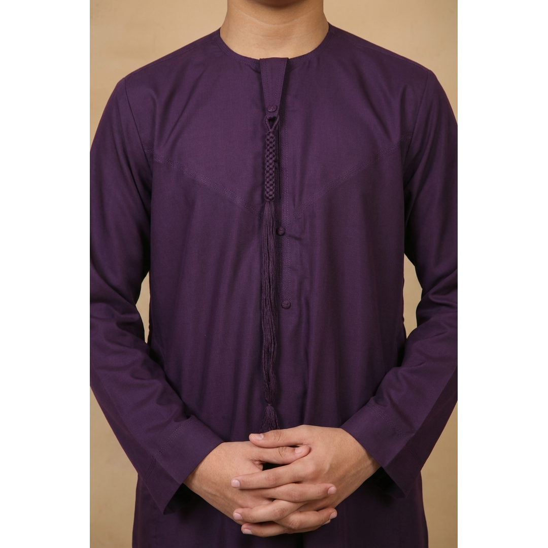 TT-001 - Boy's Purple Emirati Omani Thobe String Tassel - Image 3