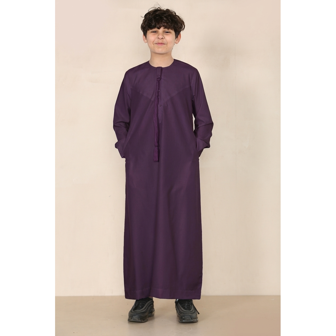 TT-001 - Boy's Purple Emirati Omani Thobe String Tassel - Image 4