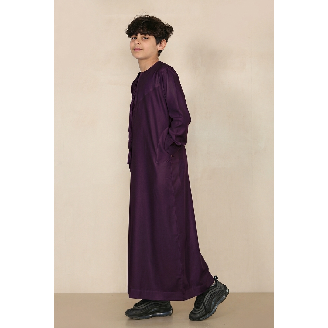 TT-001 - Boy's Purple Emirati Omani Thobe String Tassel - Image 5
