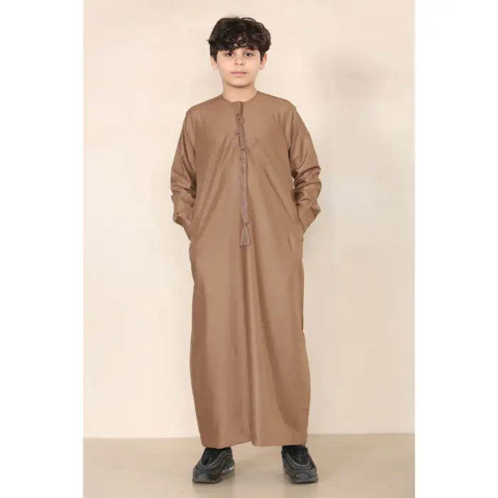 TT-001 Boy's Bronze Thobe Emirati Islamic Clothing String Tassel - Image 1