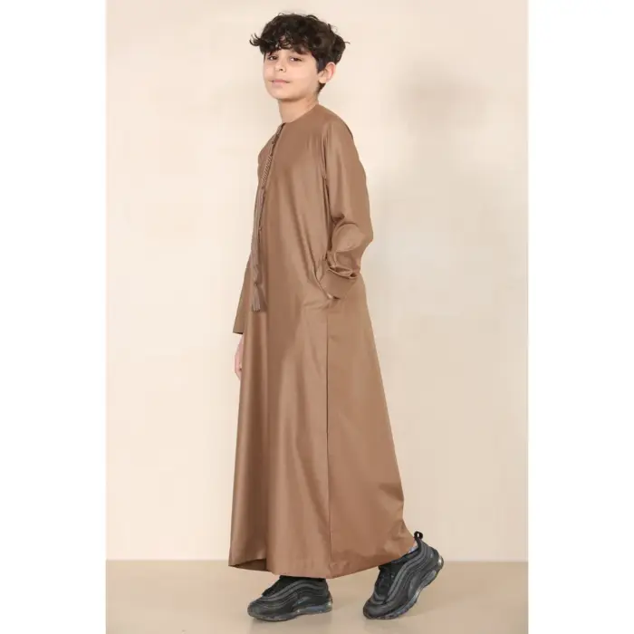 TT-001 Boy's Bronze Thobe Emirati Islamic Clothing String Tassel - Image 4