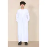 TT-001 Boy's White Thobe Emirati Islamic Clothing String Tassel