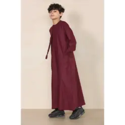 Alternative view of TT-001 Boy's Wine Thobe Emirati Islamic Clothing String Tassel