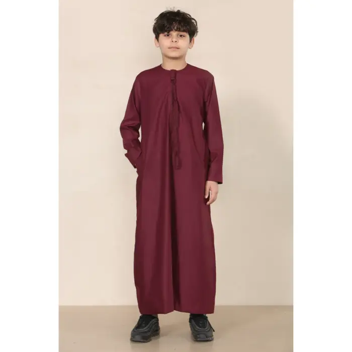 TT-001 Boy's Wine Thobe Emirati Islamic Clothing String Tassel - Image 3