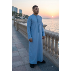 Alternative view of TT-001 Men's Blue Thobe Emirati Islamic Clothing String Tassel