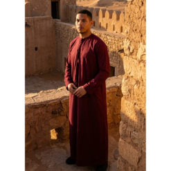 Alternative view of TT-001 Men's Wine Thobe Emirati Islamic Clothing String Tassel