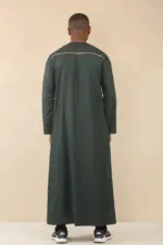 TT-003 - Men's Green Emirati Thobe Gold Tassel Embroidery - Image 8