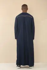 TT-003 - Men's Navy Emirati Thobe Gold Tassel Embroidery - Image 7
