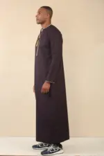 TT-003 - Men's Purple Emirati Thobe Gold Tassel Embroidery - Image 4