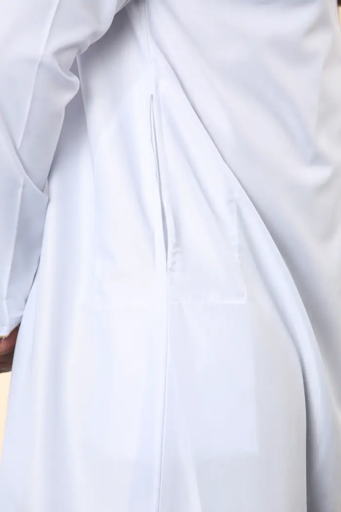 TT-003 - Men's White Emirati Thobe Gold Tassel Embroidery - Image 9