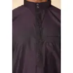 103 - Men's Purple Nehru Stand Collar Embroidery Thobe - Image 4