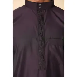 Alternative view of 103 - Men's Purple Nehru Stand Collar Embroidery Thobe