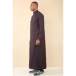 103 - Men's Purple Nehru Stand Collar Embroidery Thobe - Image 6