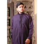 103 - Men's Purple Nehru Stand Collar Embroidery Thobe - Image 2
