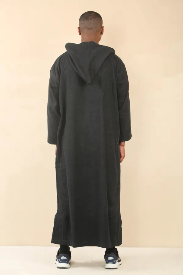 Thobez DML001 Mens Black Moroccan Thobe Hooded Djellaba 5