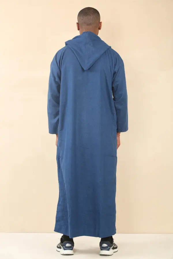 Thobez DML001 Mens Blue Moroccan Thobe Hooded Djellaba 5