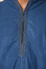 DML001 - Men's Blue Moroccan Thobe Hooded Djellaba - Image 8