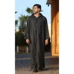 DML001 - Men's Black Moroccan Thobe Hooded Djellaba