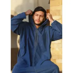 Alternative view of DML001 - Men's Blue Moroccan Thobe Hooded Djellaba
