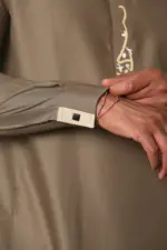 ED-200 - Men's Brown Nehru Round Collar Embroidery Thobe - Image 8