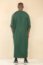 GG002 - Men's Green Moroccan Thobe Short Sleeve Gandoura - Image 6