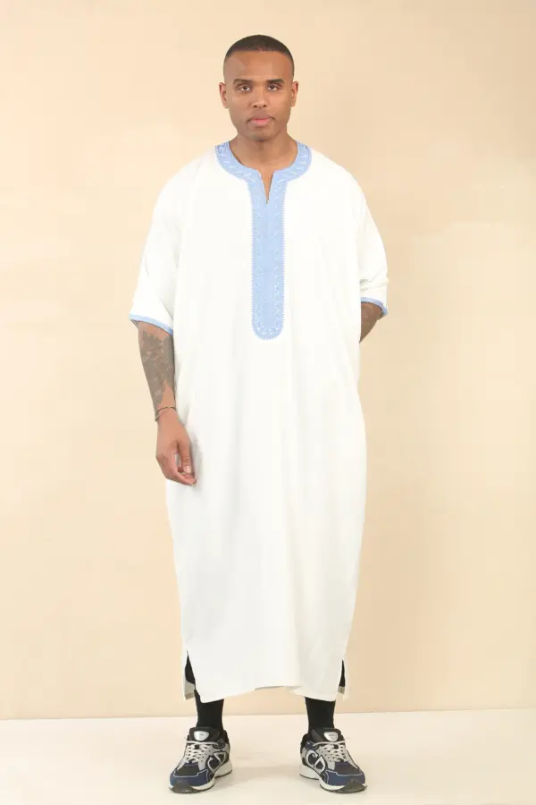 Thobez GG002 Mens White Moroccan Thobe Gandoura 3