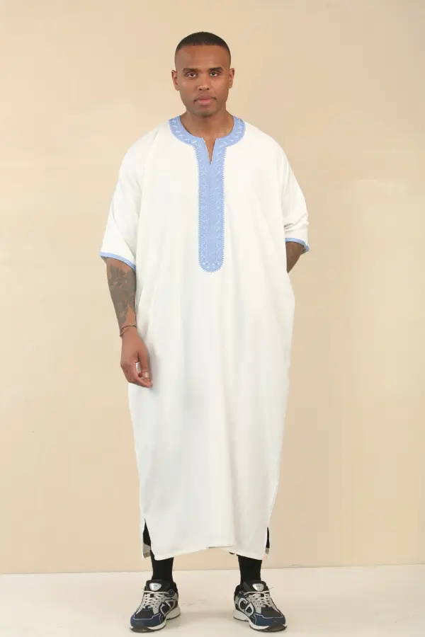 Thobez GG002 Mens White Moroccan Thobe Gandoura 4