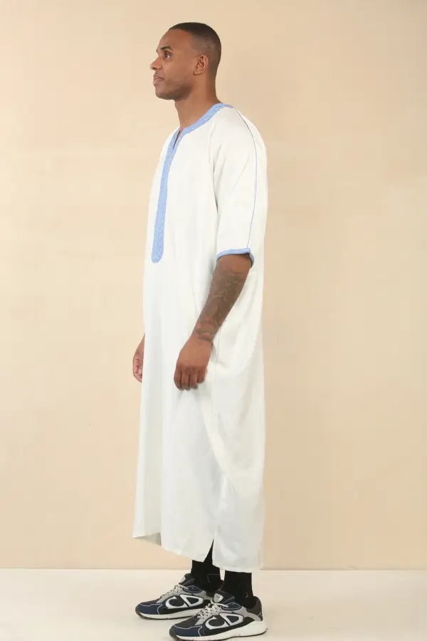 Thobez GG002 Mens White Moroccan Thobe Gandoura 5