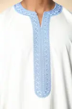 GG002 - Men's White Moroccan Thobe Short Sleeve Gandoura - Image 8