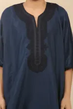 GG008 - Boys Moroccan Navy Thobe Short Sleeve Gandoura - Image 6