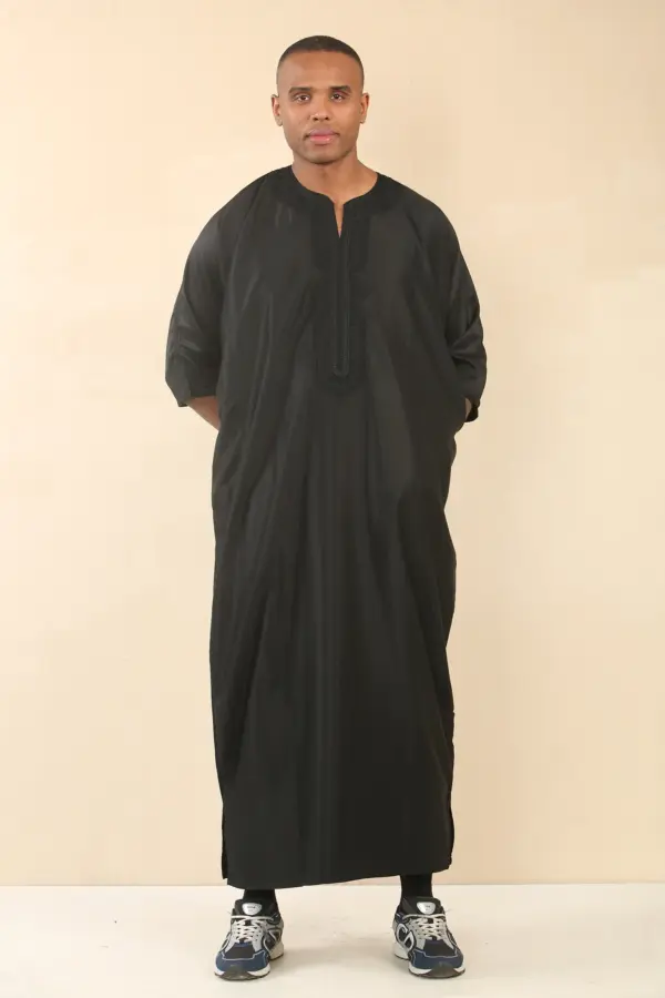 Thobez GG008 Mens Black Moroccan Thobe Gandoura 1