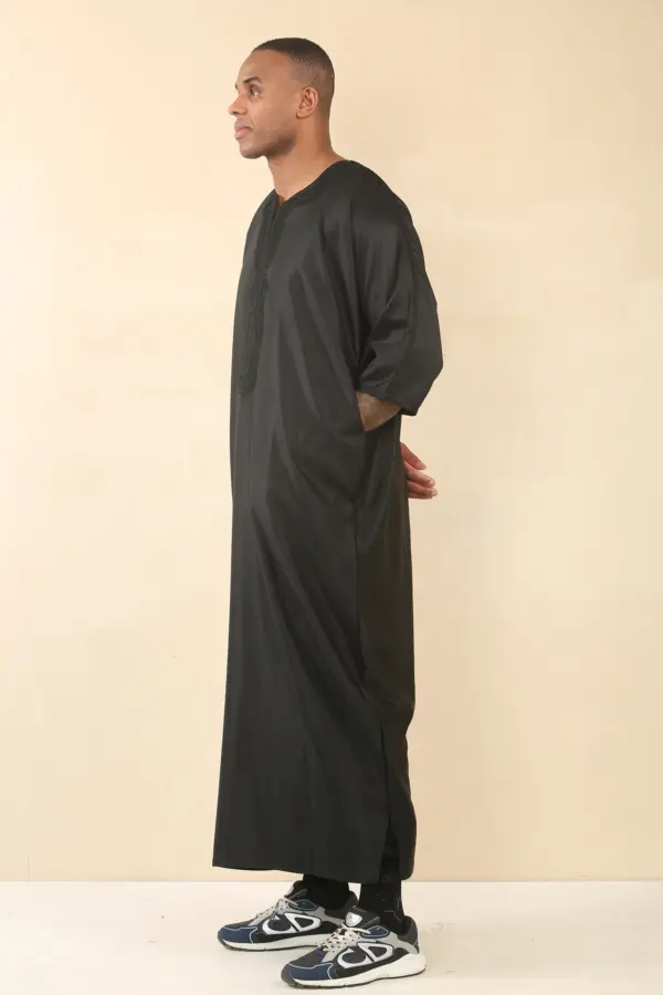 Thobez GG008 Mens Black Moroccan Thobe Gandoura 2